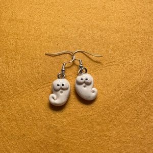 Handmade Polymer Clay Halloween Earrings - ghosts